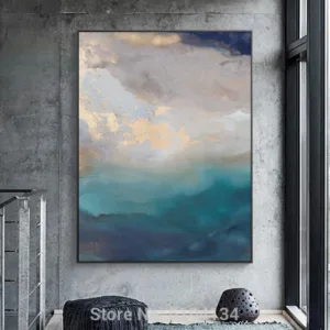 Artist High Quality Hand painted Modern Abstract Oil Painting on Canvas Gold Green Oil Paintings for Living Room Decoration