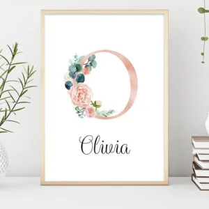 Baby Name Custom Poster Nursery Letter Canvas Print Wall Art Picture Painting Kids Girl Bedroom Decoration Personalized Gift