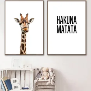 Baby Nursery Wall Art Canvas Poster Giraffe African Animal Print Painting Nordic Kids Bedroom Decoration Picture