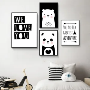 Baby Nursery Wall Art Canvas Poster Print Cartoon Minimalist Ani