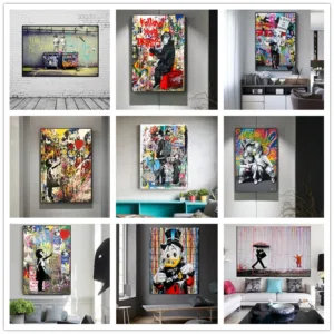 Banksy Graffiti Art Abstract Canvas Painting Posters and Prints