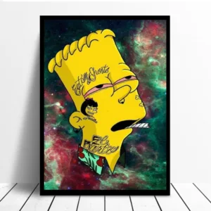 Bart Cartoon On Weed Wallpaper Canvas Painting Print Living Room Home Decor Modern Wall Art Oil Painting Poster Salon Pictures