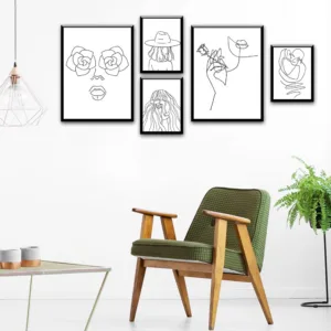 Beauty Abstract line Prints Minimalist Painting Nursery Picture Print Picture Animal Wall Art Poster Living Room Decor