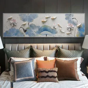 Bedside Decorative Painting Bedroom Nine Fish Figure Modern Minimalist Oil Painting Relief Relief 3d Mural