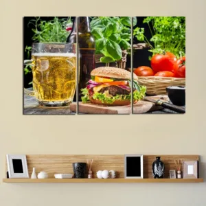Beer Burger Tomato Food Wallpaper Art Canvas Poster Painting Wall Picture Print Kitchen Modern Home Bedroom Decoration Framework