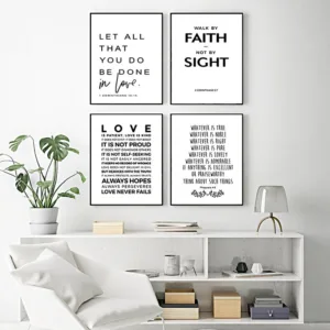 Bible Verse Poster and Prints Love Is Patient Love Is Kind Wall art Print Christian Quotes Canvas Painting Posters on the Wall