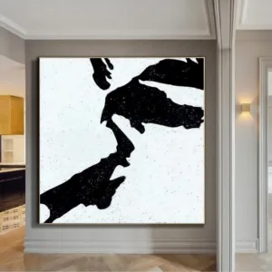 Black And White Abstract Painting Minimalist Art Modern Largre Wall Art Home Decor Original Textured Painting On Canvas Painting