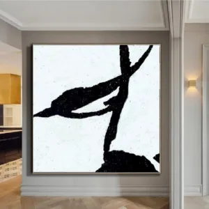Black And White Abstract Painting Minimalist Art Modern Wall Art Living Room Decor Original Textured Painting On Canvas Painting