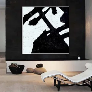 Black And White Abstract Painting Minimalist Art Original Art On Canvas Modern Home Decor Abstract Wall Art Hand Painted Art