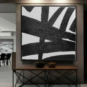 Black And White Abstract Painting Minimalist Art Wall Art Living Room Decor Mid Century Modern Art Canvas Painting