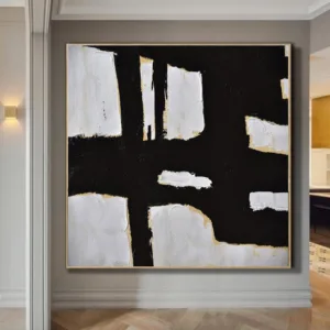Black And White Abstract Painting On Canvas Large Contemporary Art Minimalist Painting Bedroom Wall Art Living Room Decor