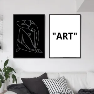 Black White Abstract Line Feature Canvas Painting Art Quote Poster Nordic Style Minimalist Prints for Living Room Decor