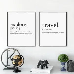 Black White Explore Definition Canvas Poster Travel Quote Modern Wall Art Print Painting Decorative Pictures Travelers Gift