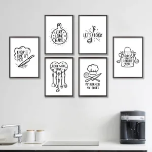 Black White Kitchen Posters Nordic Prints Wall Art Pictures Modern Dining Room Canvas Paintings Scandinavia Style Home Decor