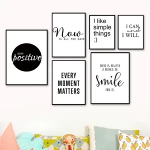 Black White Love Smile Quote Motivational Wall Art Canvas Poster Prints Education Modular Picture Painting Home Decor AL076