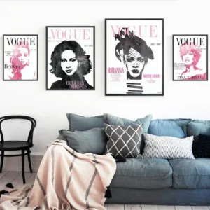 Black Women in Vogue Covers Poster And Prints , Fashion Africa Female Pictures Poster Wall Art Canvas Painting Girls Room Decor