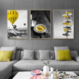 Black and White Photograph Landscape Picture Home Decor Nordic Canvas Painting Wall Art Yellow Scenery Art Print for Living Room