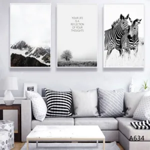 Black Zebra Modern Style Wall Art Oil Painting Wall Decoration Poster Art Decoration Hanging Nordic Pictures