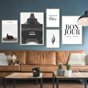 Black and White Landscape Eiffel Tower Paris Wall Art Prints Canvas Paintings POP Poster Picture for Living Room Home Decorative
