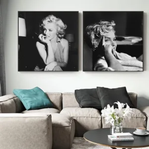 Black and White Marilyn Monroe Canvas Art Fashion Posters and Prints Wall Pictures Living Room Cuadros Decoracion Tableau Salon