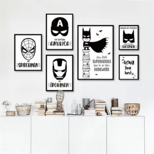 Black and White Simple avenger movie Hero Batman iron man Canvas Art Painting Print Poster wall pictures for bar cafe