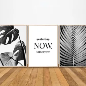 Black and White Wall Art Poster Palm Leaf Print Motivational Quotes Canvas Painting Scandinavian Style Wall Picture Decoration