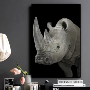 Black and White Wild Africa  Rhinos  Landscape Animal Canvas Painting Posters and Print Cuadros Wall Art Picture for Living Room