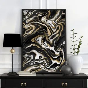 Black and white Gold nordic poster Modern home decor wall canvas art Abstract pictures for living room oil painting Original