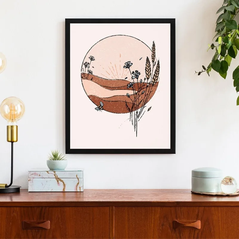 Boho Wall Decor Burnt Orange Print Vintage Inspired Mid Century Wall Art Canvas Painting Picture for Living Room Home Decoration - Image 2