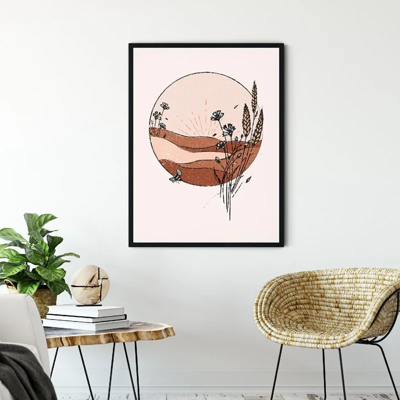Boho Wall Decor Burnt Orange Print Vintage Inspired Mid Century Wall Art Canvas Painting Picture for Living Room Home Decoration - Image 3