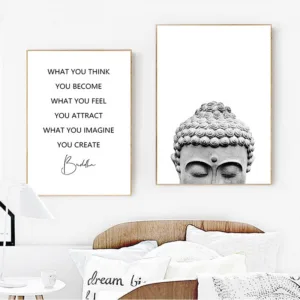 Buddha Statue Boho Wall Art Print And Poster Black White Yoga Gift Art Canvas Painting Buddha Wall Picture for Living Room Decor