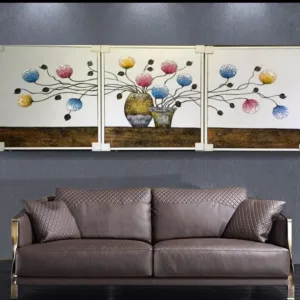 3pcs100% Hand painted abstract pictures canvas painting gold orchid flower oil painting  for living room