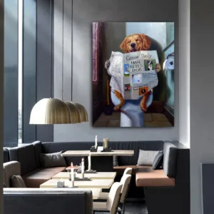 CFART Dog Gone Funny animal Oil Painting Canvas poster and print Wall Picture Living Room Print Art Painting Home Decor