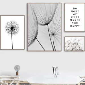 Canvas Art Print Dandelion Quotes Black White Nordic Posters And Prints Wall Art Canvas Pictures For Living Room