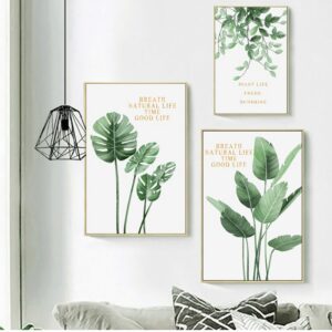 Canvas Colorful Leaves Wall Art Canvas Painting Green Leaf Plant for Kids Room Large Painting Cuadros Salon Decoracion 2-39