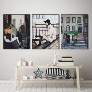 Canvas HD Prints Picture Paris City Window Vogue Girl Nordic Style Wall Art Painting Home Decor Modular Poster Living Room Frame