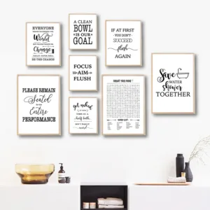 Canvas Painting Prints Bathroom Letter Quotes Poster Nordic Style Paintings Funny Bathroom Signs Picture Toilet Wall Art Decor