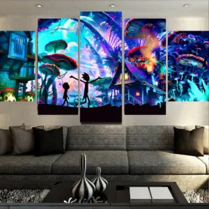 Canvas Wall Art Modular Pictures Home Decor 5 Pieces Rick And Morty Paintings Living Room HD Printed Animation Posters Framework