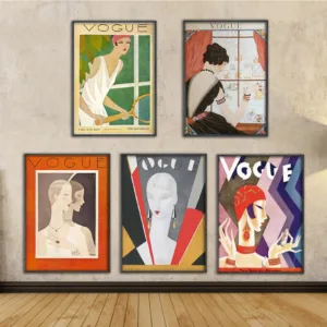 Canvas Wall Art Vintage Prints Cuadros Vogue Figure Posters Black White Painting Nordic Style Home Decorative Modular Pictures