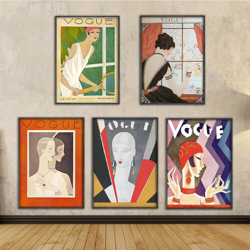Canvas Wall Art Vintage Prints Cuadros Vogue Figure Posters Black White Painting Nordic Style Home Decorative Modular Pictures