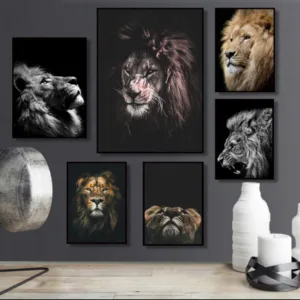 Wild Animal Lion Poster Art Print Wall Pictures Nordic Black and White Canvas Painting Living Room Minimalism Pop Art Home Decor