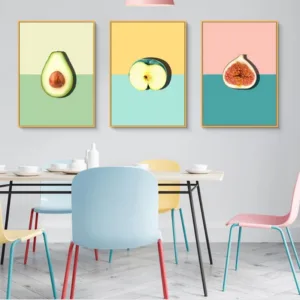 Avocado Apple Print Fruit Poster Minimalist Canvas Painting Nordic Posters and Prints Pastel Wall Art Kitchen Wall Paintings