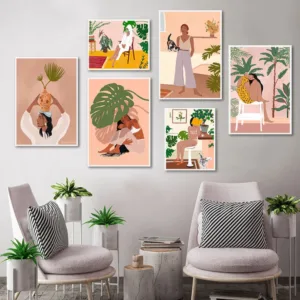 Abstract Fashion Vintage Girl illustration Wall Art Canvas Painting Nordic Posters And Prints Wall Picture For Living Room Decor