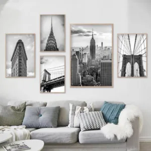 Black and White Wall Art Decoration Painting City Landscape Canvas Print for Living Room New York Posters and Prints Home Decor