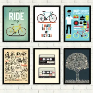 Retro Bike Mural Painting Modern Minimalist Framed Painting Home
