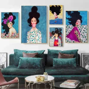 Nordic Abstract Girl Flower Bird Wall Art Canvas Painting Posters And Prints Vintage Wall Pictures For Living Room Home Decor