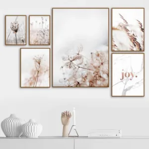 Scandinavian Nature Plant Flower Canvas Painting Nordic Poster Winter Landscape Botanical Print Wall Art Picture Home Decoration