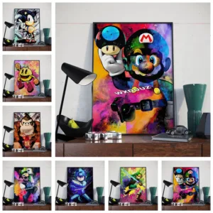 Cartoon Abstract retro art style super mario Home Decor Art Decor HD quality Nursery Kids Room posters canvas painting M563