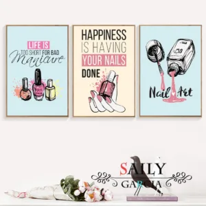 Cartoon Nail Polish Quotes Wall Art Canvas Painting Nordic Posters And Prints Pop Art Salon Wall Pictures For Girl Bedroom Decor