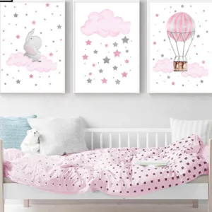 Children Poster Cloud Balloon Baby Nursery Wall Art Canvas Print Painting Decorative Picture Nordic Kid Girl Bedroom Decoration